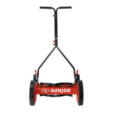 Sun Joe MJ503M-RED 14-Inch Quad Wheel 9-Position Manual Reel Mower, Red