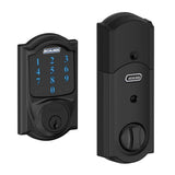 Schlage Connect Camelot Touchscreen Deadbolt with Built-In Alarm,  Matte Black, BE469 CAM 622, Works with Alexa via SmartThings, Wink or Iris