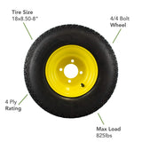 MARASTAR 21428 Radial 18x8.50-8 Rear Tire Assembly Replacement for John Deere Riding Mowers, Black