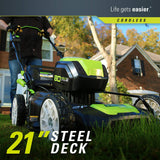 Greenworks PRO 21-Inch 80V Cordless Lawn Mower, Two 2.0AH Batteries Included GLM801601 (Renewed)